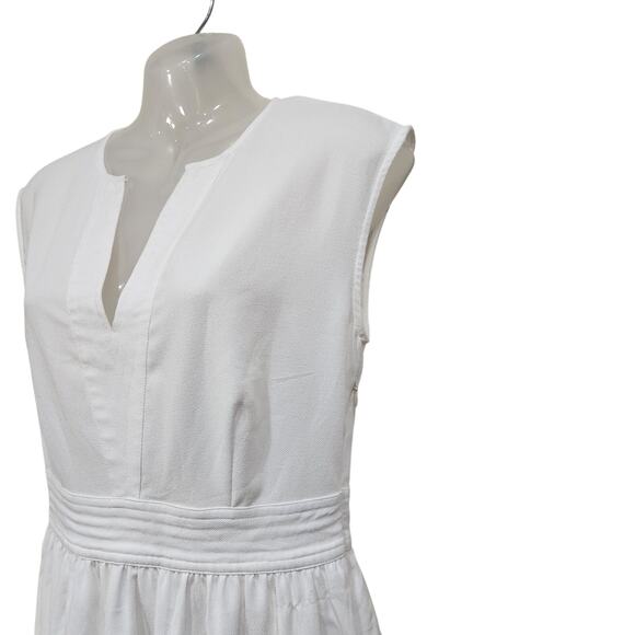Maison Jules Sleeveless Split Neck Fit & Flare Dress Side Zip White Size Medium - Picture 4 of 10